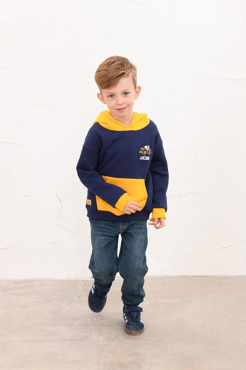 Lighthouse Kids Navy/Yellow JCB Embroidered Cotton-Rich Jasper Hoodie