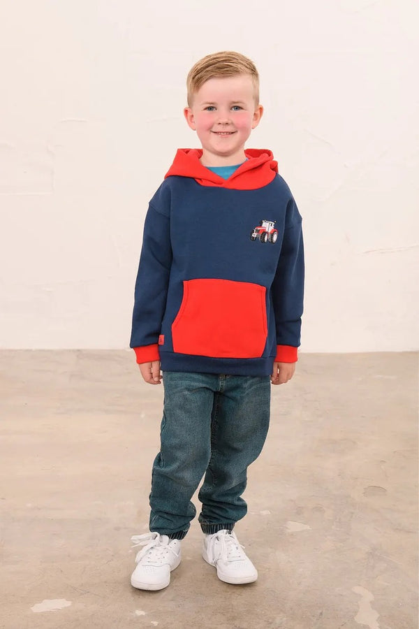 Lighthouse Kids Navy and Red Tractor Embroidered Cotton-Rich Jasper Hoodie