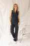 Kimara Women's Joyce High-Waist Straight Leg Pants Dark Blue