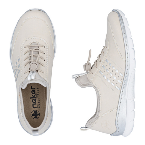 Rieker Women's Beige Slip-On Bungee Lace Trainers – L3259-60