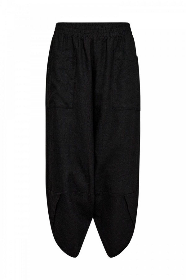 Freequent LAVA Wide Fit Pants Black Linen Blend 205807