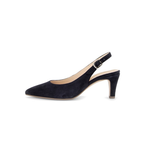 Gabor Lazona Navy Suede Slingback Heels – Wide 'G' Fit Pointed Pumps – 81.590.16