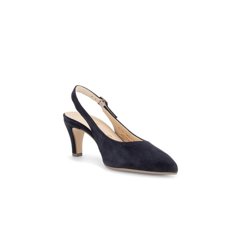 Gabor Lazona Navy Suede Slingback Heels – Wide 'G' Fit Pointed Pumps – 81.590.16