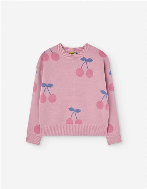 Losan Girls' Long Sleeve Knit Sweater Top with Cherry Design - G0202_25012