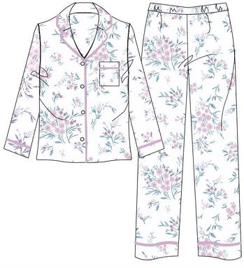 Marlon 'Floral Bouquet' Wincey on White Pyjama Set MA45751