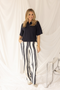 Kimara Women's Mara Pants 2 High-Waist Straight Leg Wavy Stripe Print