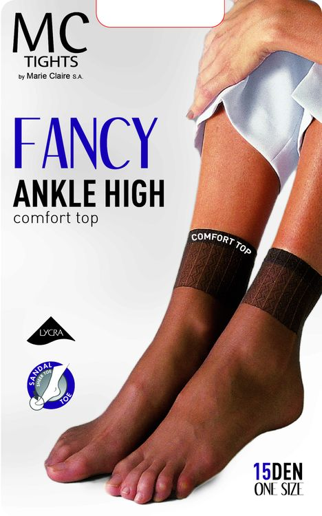 Marie Claire Black 15 Denier Ankle High Design Comfort Top 2445