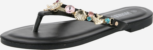 Hailys | Me44rmaid Black T-bar Flip-Flop Sandals