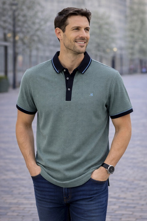 Mineral Clothing Pedal Green Jacquard Polo Shirt ML211502