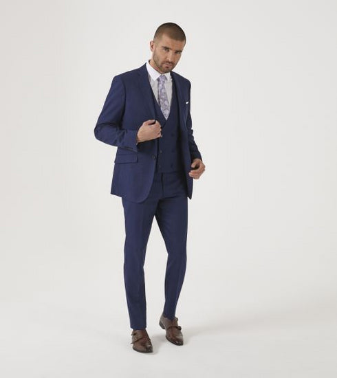 Skopes Harcourt Slim 3-Piece Suit Navy Blue Tweed Effect MM1093