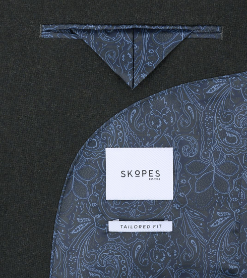 Skopes Reiner Bottle Green Textured Wool-Blend Tailored Jacket MM4685