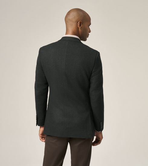 Skopes Reiner Bottle Green Textured Wool-Blend Tailored Jacket MM4685