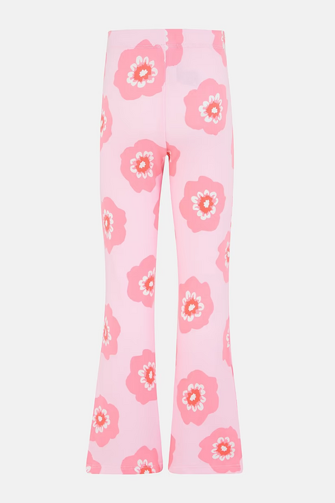 Lighthouse Kids Pink Floral Print Cotton-Rich Stretch Jersey Flared Mollie Leggings
