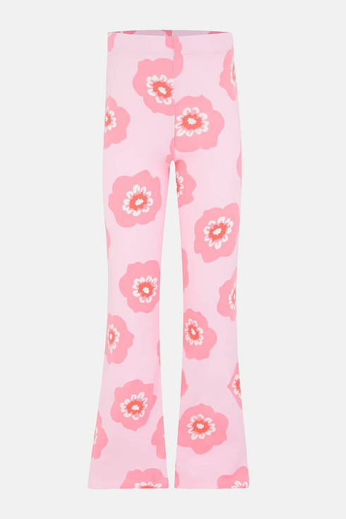 Lighthouse Kids Pink Floral Print Cotton-Rich Stretch Jersey Flared Mollie Leggings