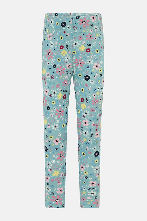Lighthouse Kids Mollie AW26 Pastel Teal Floral Cotton Stretch Lightweight Leggings
