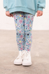 Lighthouse Kids Mollie AW26 Pastel Teal Floral Cotton Stretch Lightweight Leggings