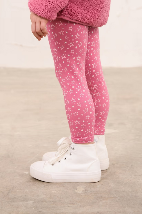 Lighthouse Kids Mollie AW26 Rose Star Cotton Stretch Lightweight Leggings