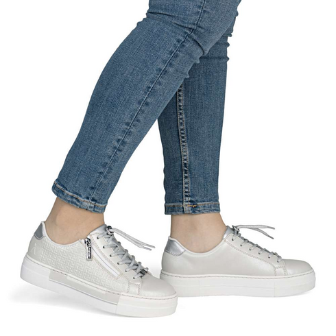 Rieker Women's Silver Zip & Lace Fashion Trainers – N4960-90