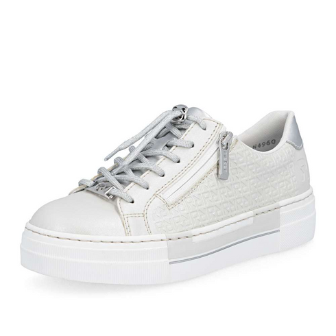 Rieker Women's Silver Zip & Lace Fashion Trainers – N4960-90