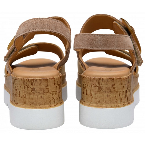 Lotus Natural and Gold Leather Cammie 6cm Flatform Sandals ULP268FY