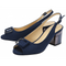 Lotus Elena Navy Peep-Toe Slingback Shoes – Buckle Detail Block Heels – ULS625