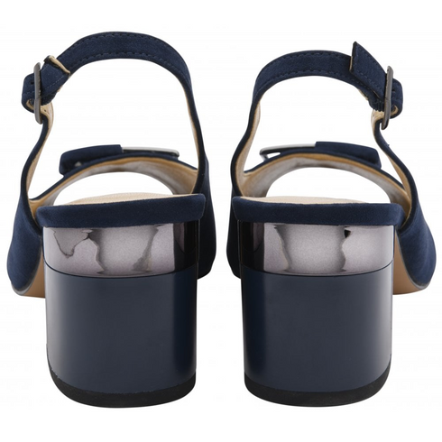Lotus Elena Navy Peep-Toe Slingback Shoes – Buckle Detail Block Heels – ULS625