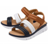 Lotus Navy-Multi Leather Zamira 6cm Wedge Sandals ULP403DE