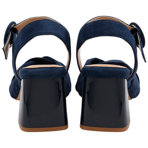 Lotus Maria Navy Suede Block Heel Sandals – Knot Detail Occasion Shoes – ULS622