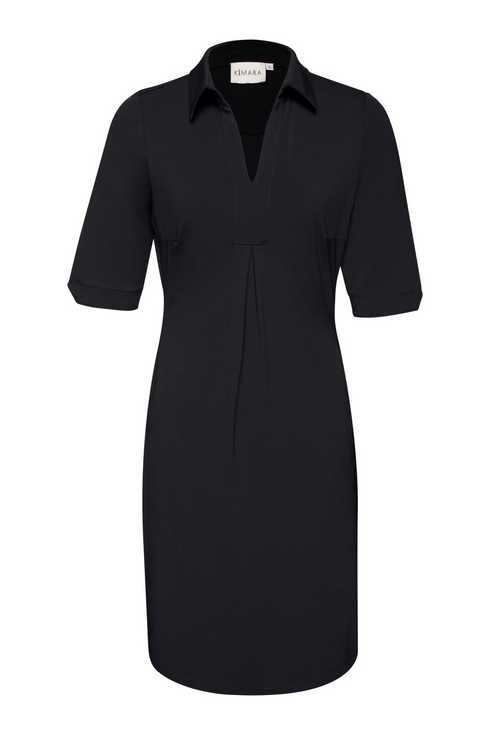 Kimara Women's Nikki Travel Fabric Polo Midi Dress Dark Blue