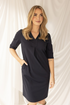 Kimara Women's Nikki Travel Fabric Polo Midi Dress Dark Blue