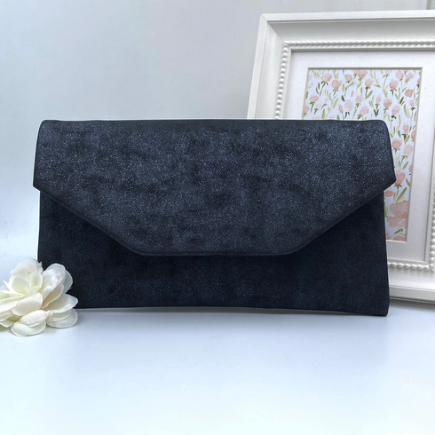 Womens Square Front Suede Elegant Clutch Bag with Long Chain HF005 21847