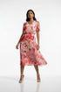 Marc Angelo Womens Red Floral Plissé Flare Midi Dress MA6599