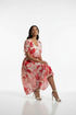 Marc Angelo Womens Red Floral Plissé Flare Midi Dress MA6599