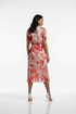 Marc Angelo Womens Red Floral Plissé Flare Midi Dress MA6599