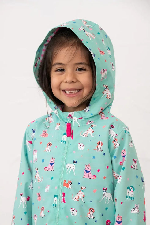 Lighthouse Girls Olivia Waterproof Hooded Jacket in Dogs Day Out
