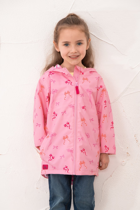 Lighthouse Girls Olivia Waterproof Hooded Jacket in Flowing Bows