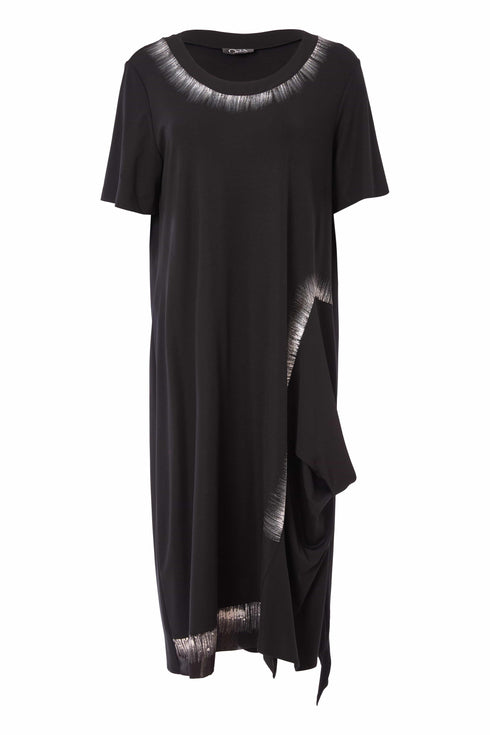 ORA Faded brush print dress neckline ORS25125