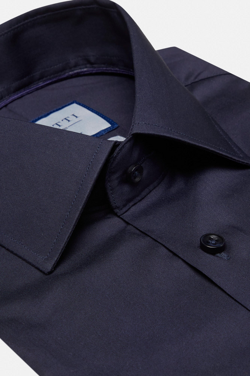 Benetti Menswear Oscar Navy Tapered Fit Stretch Cotton Formal Shirt