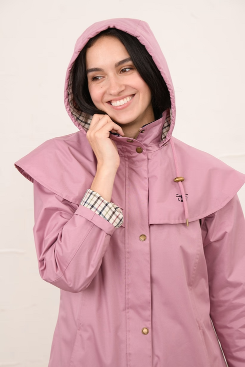 Lighthouse Outrider AW26 in Wild Rose Pink 3/4 Length Waterproof Heritage Raincoat