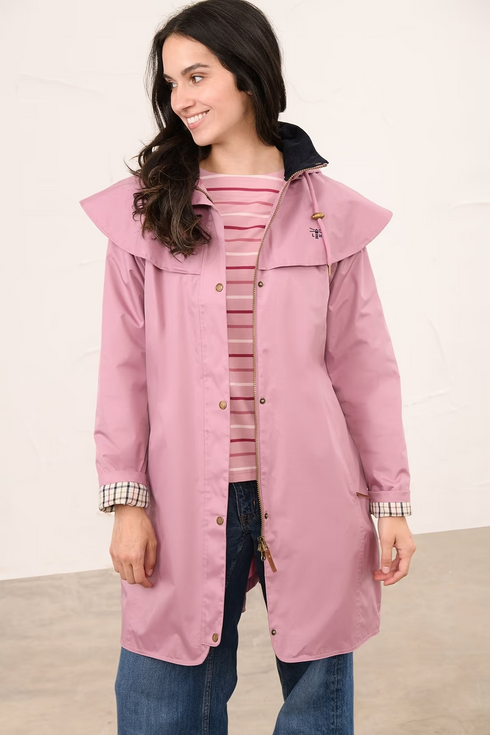 Lighthouse Outrider AW26 in Wild Rose Pink 3/4 Length Waterproof Heritage Raincoat