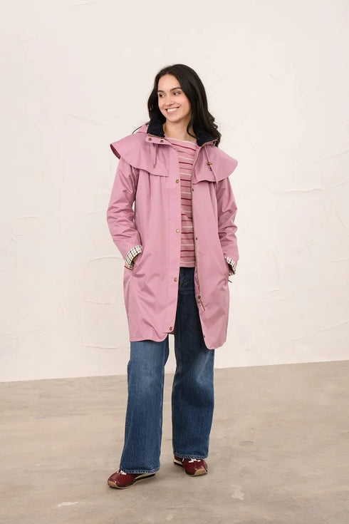 Lighthouse Outrider AW26 in Wild Rose Pink 3/4 Length Waterproof Heritage Raincoat