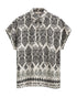 Freequent JONY Shirt Beige and Black Patterned Short Sleeve 208019