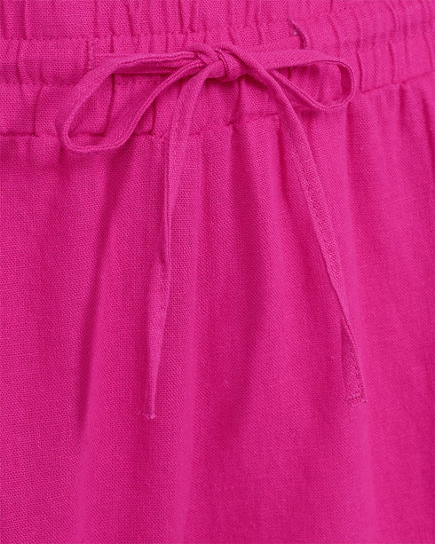 Freequent FQLAVA Shorts Fuchsia Purple Rose Linen Blend High Waist 122503