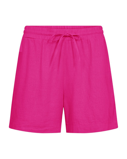 Freequent FQLAVA Shorts Fuchsia Purple Rose Linen Blend High Waist 122503