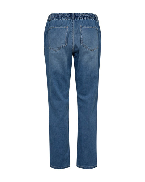Freequent FQMARVIN 204304 Soft Denim Ankle Length Drawstring Pants in Blue