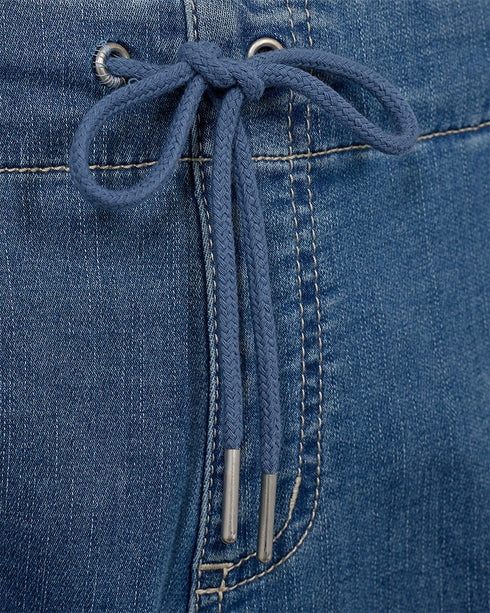 Freequent FQMARVIN 204304 Soft Denim Ankle Length Drawstring Pants in Blue
