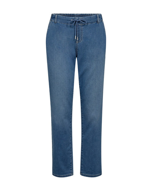 Freequent FQMARVIN 204304 Soft Denim Ankle Length Drawstring Pants in Blue