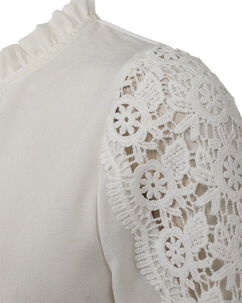 Freequent FQESSA Blouse 205567 - Long Sleeve Blouse with Lace Details