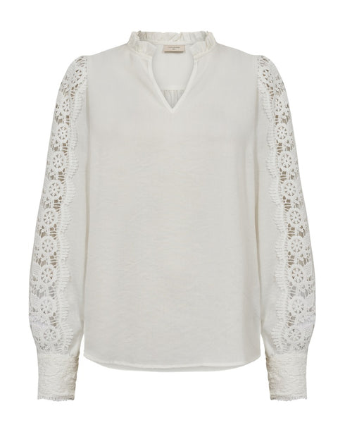 Freequent FQESSA Blouse 205567 - Long Sleeve Blouse with Lace Details