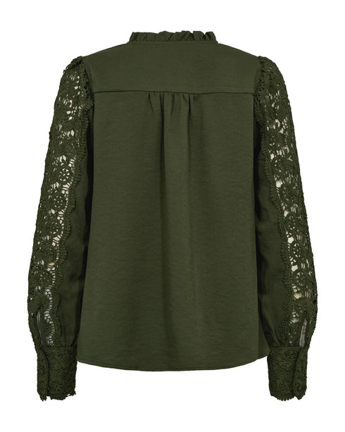 Freequent FQESSA Blouse 205567 - Long Sleeve Blouse with Lace Details